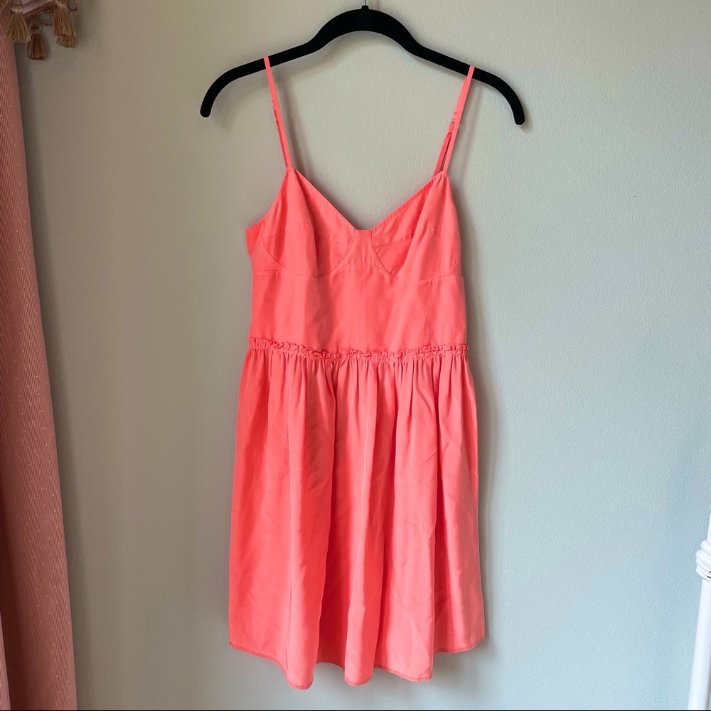 Aritzia Wilfred Silk Nina Peach/Orange Mini Dress Size 4